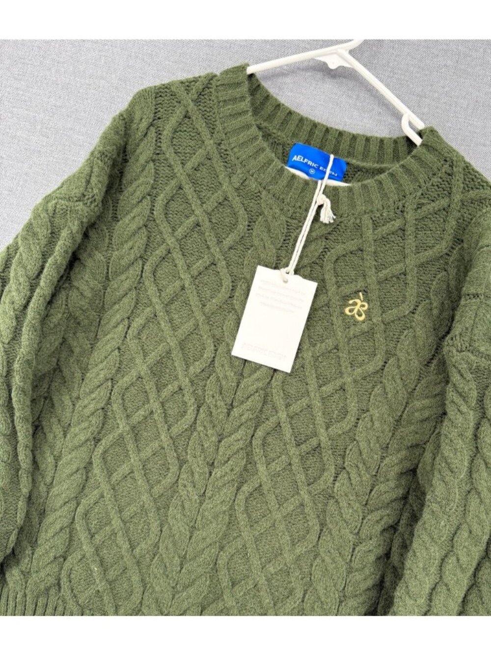Aelfric Eden Retro 90s Cable Knit Fisherman Pullover Sweater Mens M NWT